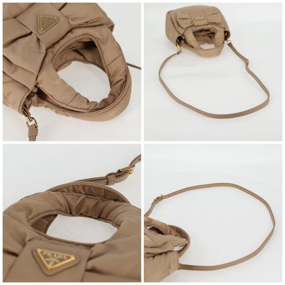 PRADA Hand Bag Nylon 2way Beige Gold Auth 118908SM - Picture 16 of 16